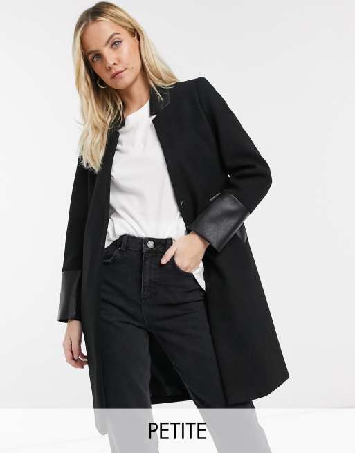 River Island Petite Manteau sans col Noir