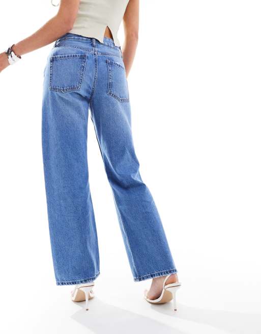 River Island Petite – Mellanblå, raka jeans i 90-talsstil, 3 av 5
