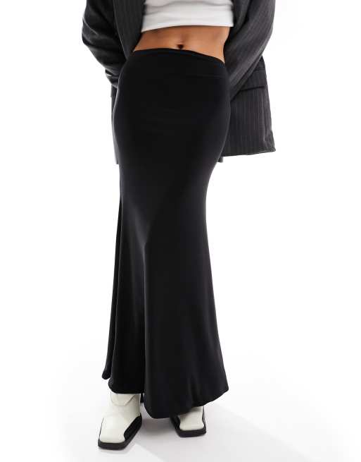 【MEDIA82】 Mermaid rivet long skirt (Black) River Island mermaid hem midi skirt in black | ASOS