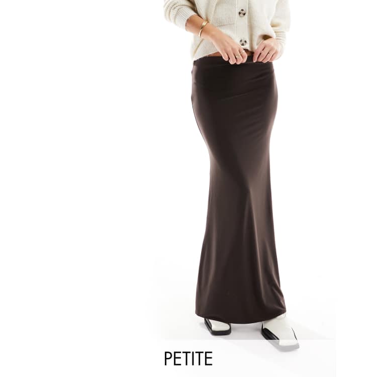 River Island Petite mermaid hem midi skirt in dark brown ClassicfuncenterShops