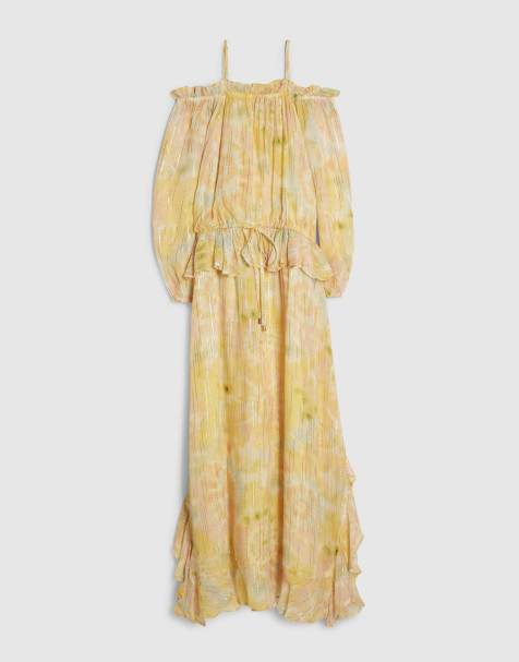 River Island Petite Metallic tie dye maxi dress in yellow - view 1