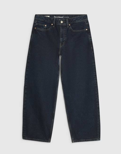 River Island Petite Mid rise core barrel leg jeans in denim, 4 of 4