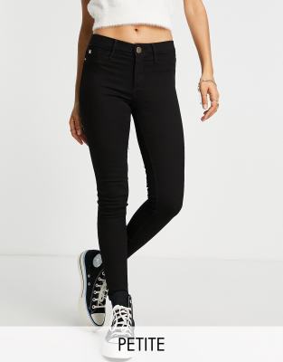 River Island Petite Mid Rise Skinny Jeans In Black