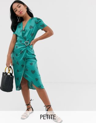 river island green wrap dress