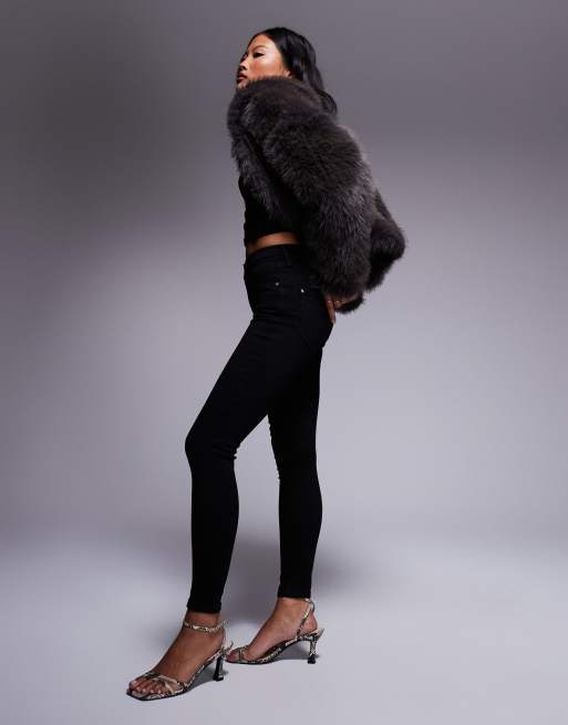 River Island Petite midrise skinny jean in black, 3 of 5