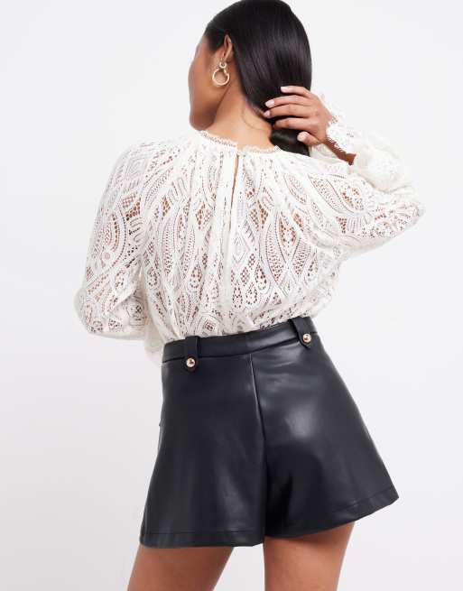 River Island Petite military shorts in black ASOS