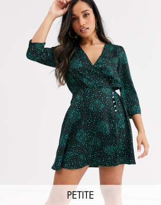 green and black wrap dress