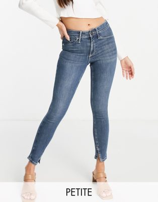 River Island Petite Molly mid rise skinny jeans in medium blue - ASOS Price Checker