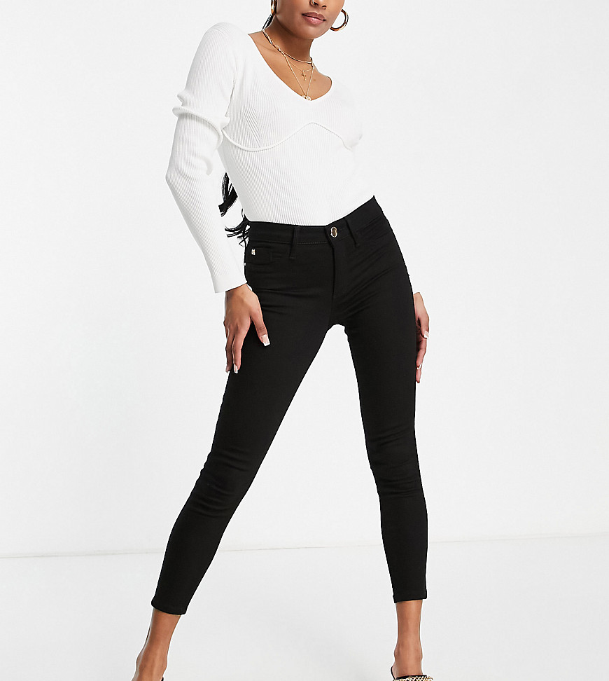 River Island Petite Molly Mid Rise Skinny Jeans In Black
