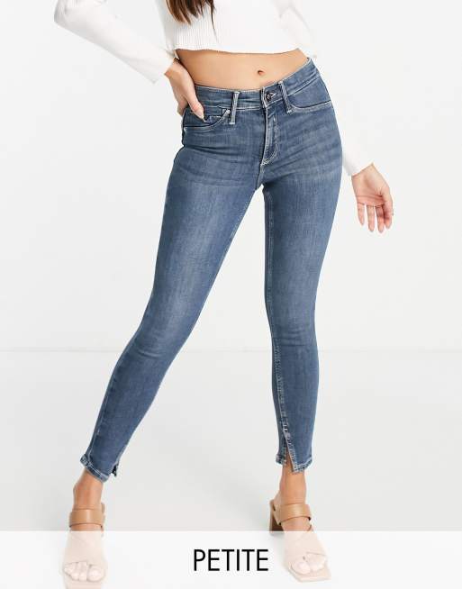 River Island Petite Molly mid rise skinny jeans in dark blue