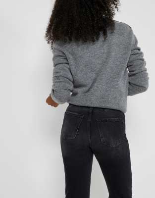 River Island Petite Mom Jeans In Black