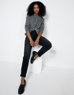 River Island Petite - Mom-Jeans in Schwarz