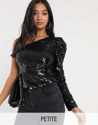 one shoulder sparkle top