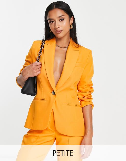 River Island Petite – Orange, dubbelknäppt kavaj med struktur, del av set