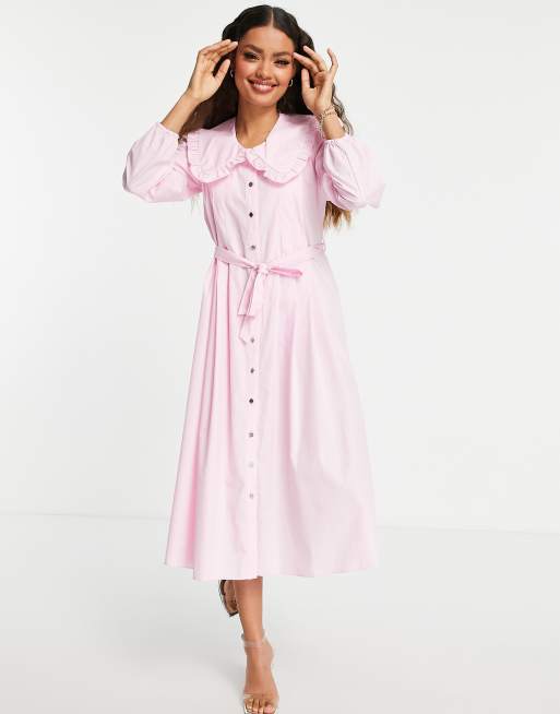 Pink midi shop shirt dress