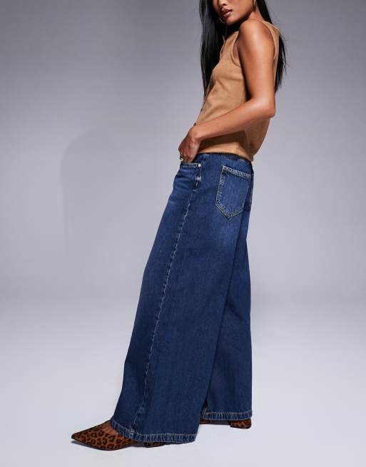 River Island Petite palazzo jeans in darkwash blue, 3 of 5