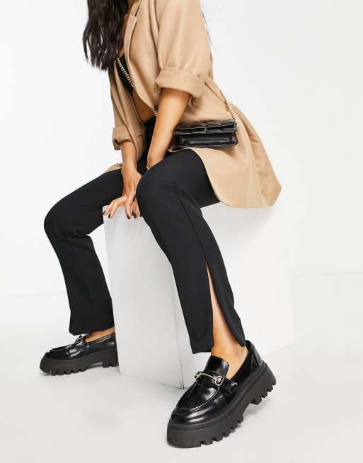 River Island Petite - Pantaloni a sigaretta con spacco laterale neri, 4 di 4