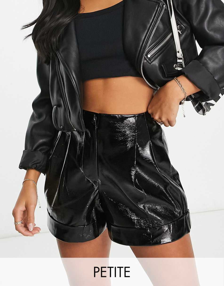 black leather shorts river island