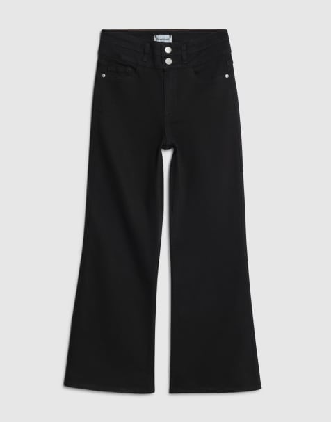 River Island Petite Petite high rise relaxed flare jeans in black - view 1