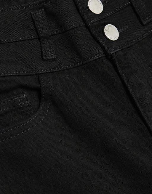 River Island Petite Petite high rise relaxed flare jeans in black, 2 of 2