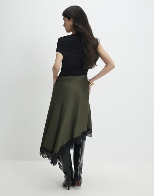 River Island Petite Petite lace hybrid drape maxi dress in khaki, 4 of 4