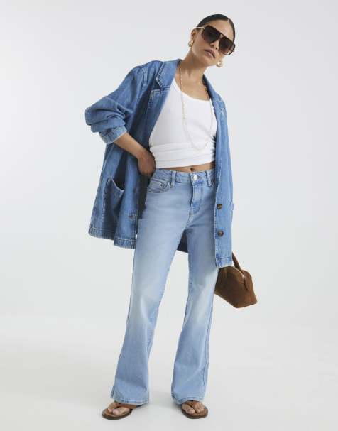 River Island Petite Petite mid-rise bootcut jeans in denim - light - view 1