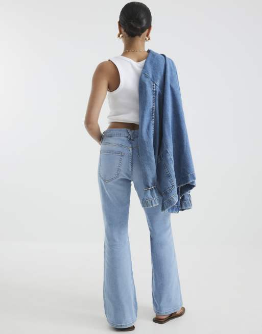 River Island Petite Petite mid-rise bootcut jeans in denim light