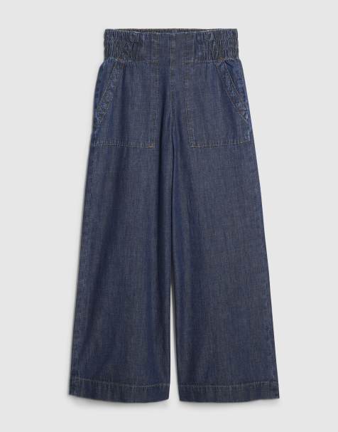 River Island Petite Petite pull on wide leg jeans in denim - medium - view 1