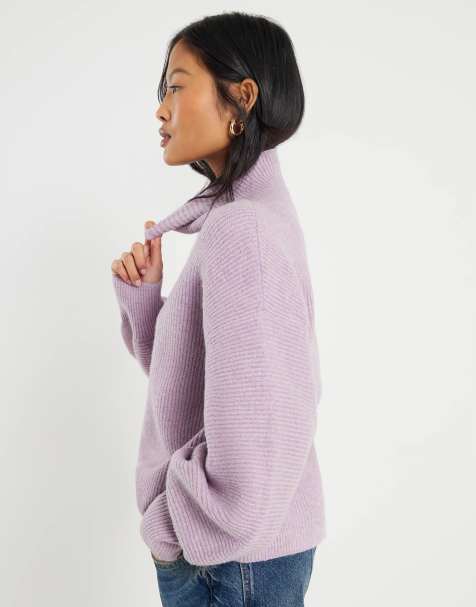 River Island Petite Petite purple knitted funnel neck jumper in pink - medium - view 1