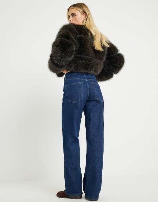 River Island Petite Petite relaxed straight leg jeans in denim - dark, 2 of 4