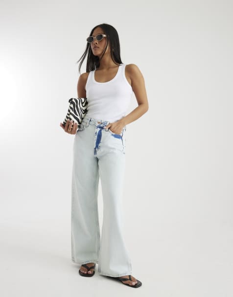 River Island Petite Petite relaxed straight leg jeans in denim - light - view 1