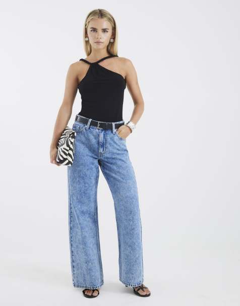 River Island Petite Petite relaxed straight leg jeans in denim - light - view 1