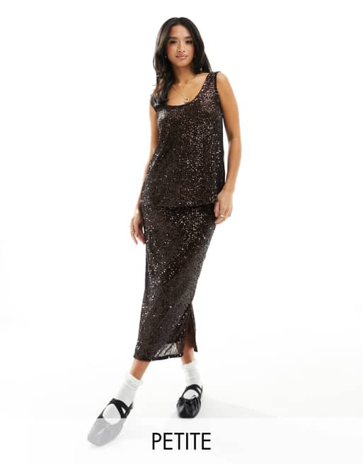 Black sequin midi skirt river clearance island