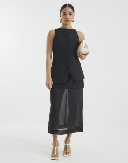 River Island Petite Petite square neck strappy waistcoat in black