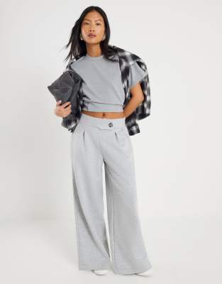 River Island Petite Petite tailored trousers in grey - marl