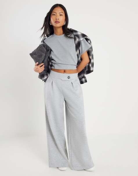 River Island Petite Petite tailored trousers in grey - marl