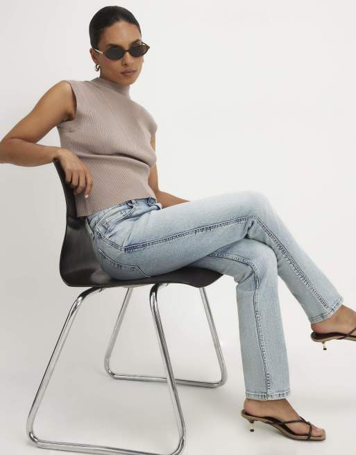 River Island Petite Petite washed cigarette jeans in denim - light, 2 of 4