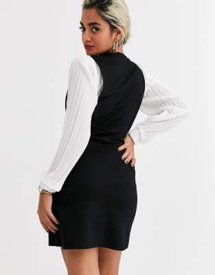 river island black pinafore dress