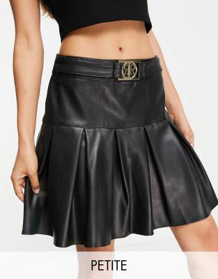 River Island Petite River Island Petite pleated mini skirt in black