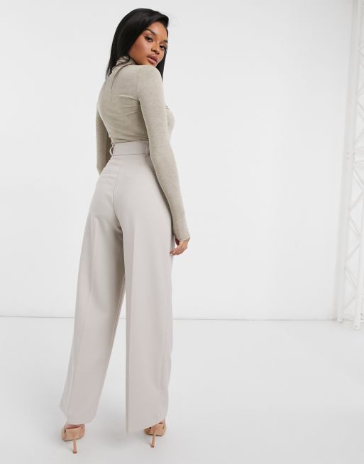 Grey pleated 2025 wide leg trousers