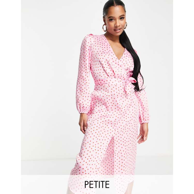 Pink polka dot midi dress sale