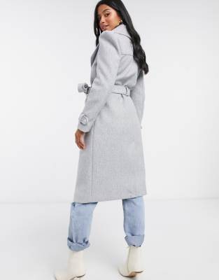 river island grey puff sleeve coat