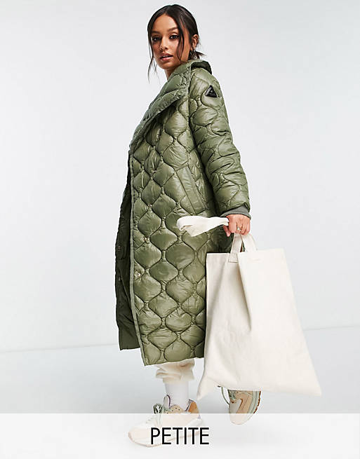River Island Petite quilted padded jacket in khaki