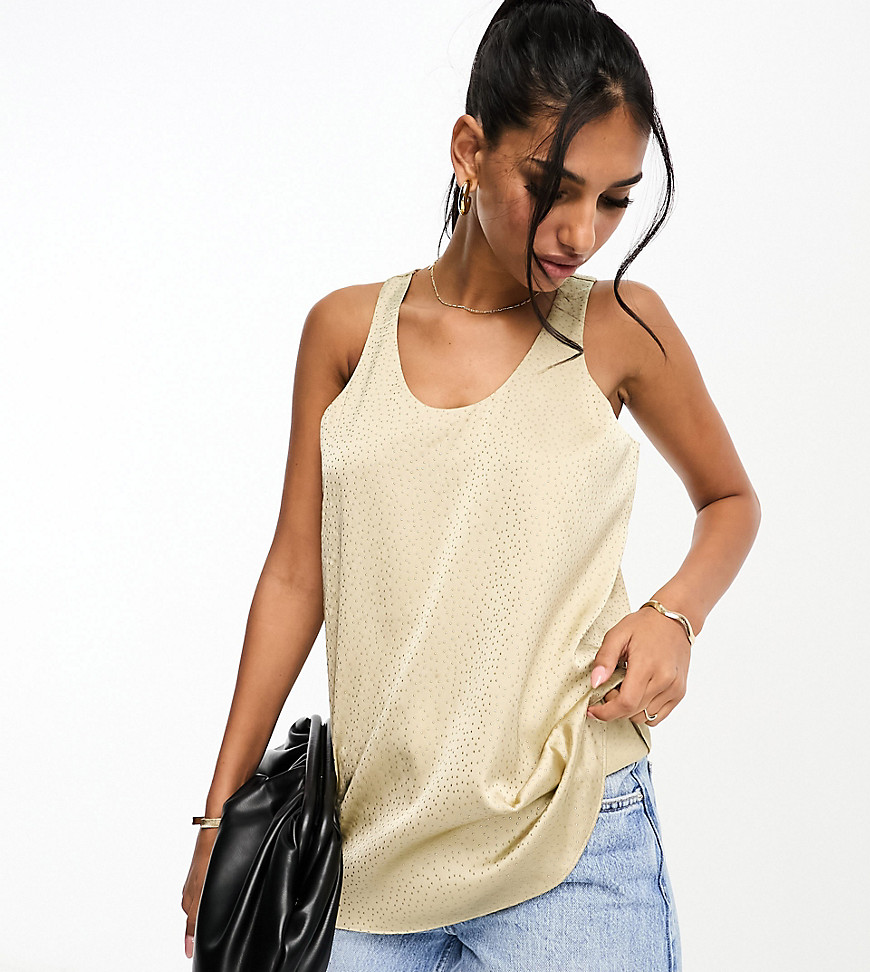 racer tank with scoop neck in gold