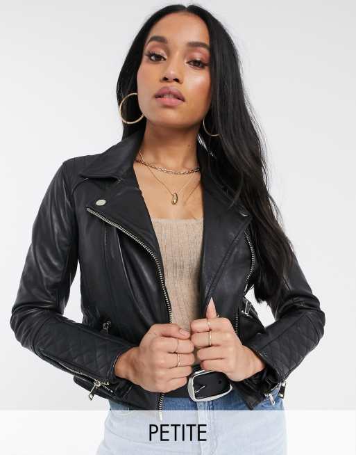 ladies petite leather biker jacket