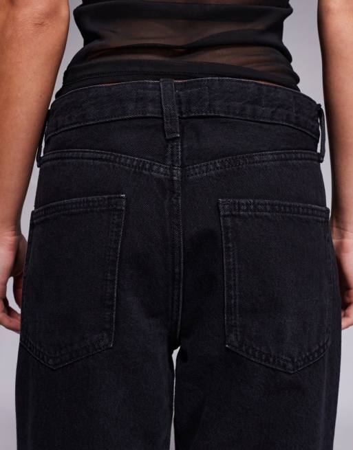 River Island Petite relaxed straight jean in black, 4 of 5