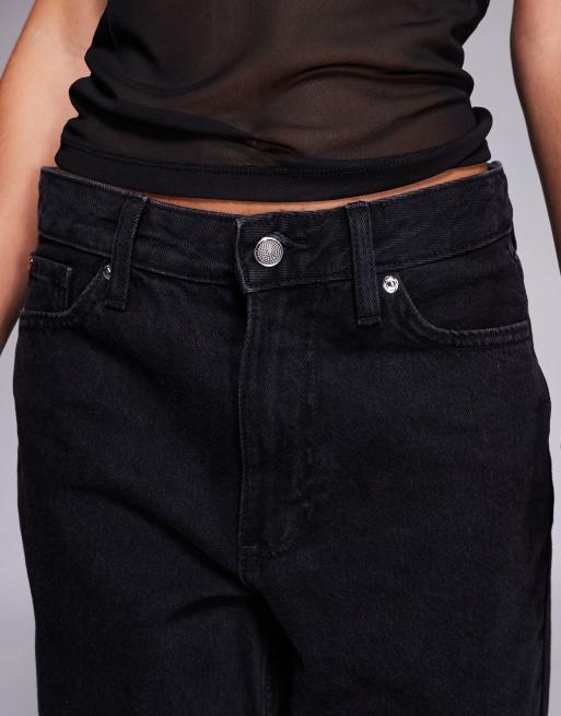 River Island Petite relaxed straight jean in black, 5 of 5