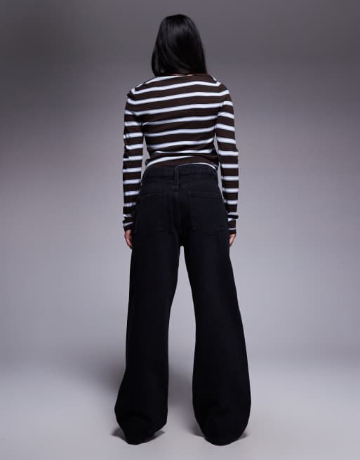 River Island Petite relaxed straight jean in black, 2 of 5