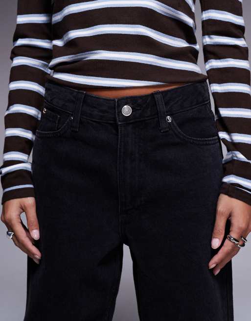 River Island Petite relaxed straight jean in black, 4 of 5