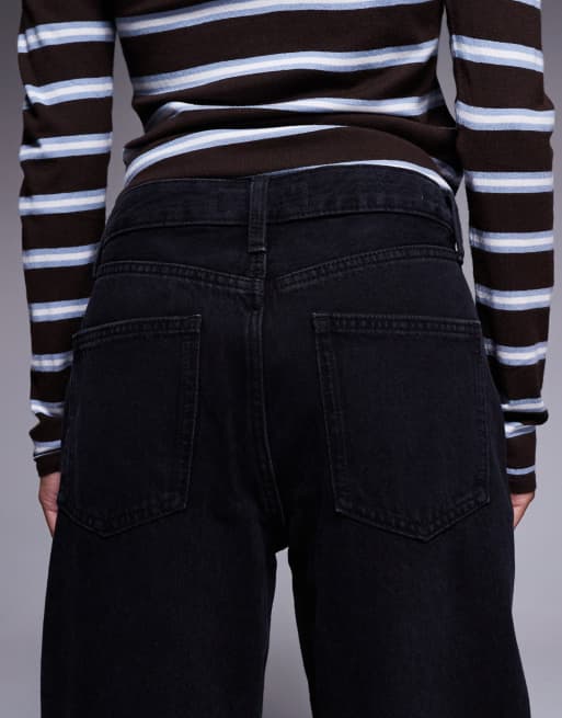 River Island Petite relaxed straight jean in black, 5 of 5